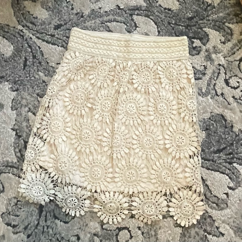 Cream lace midi skirt